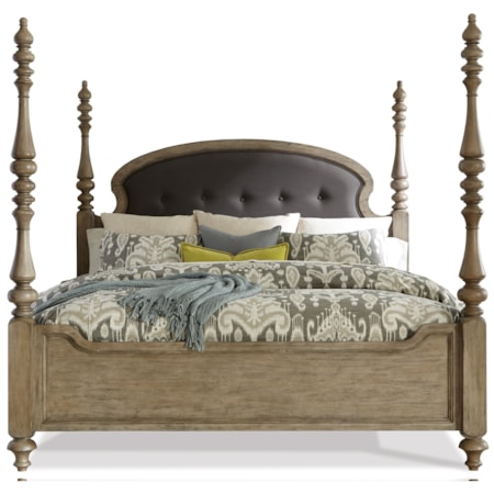 Queen Upholstered Poster Bed