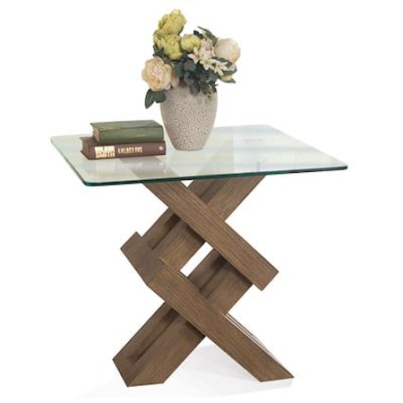 Square End Tabl-Glass Top