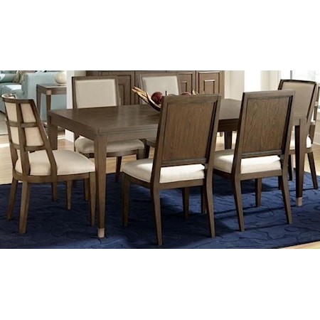 Transitional 5-Piece Dining Set includes  Leg Table and 4 Upholstered Chairs