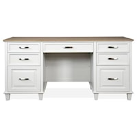 Modern Farmhouse Two-Tone Executive Desk with File Drawers
