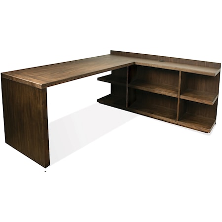 L Shape Desk with Peninsula Bookcase and Return