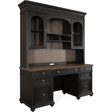 Traditional Kneehole Credenza and Hutch