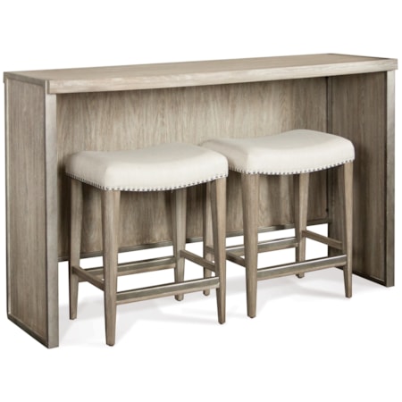 Sofa Table with Backless Upholstered Stools