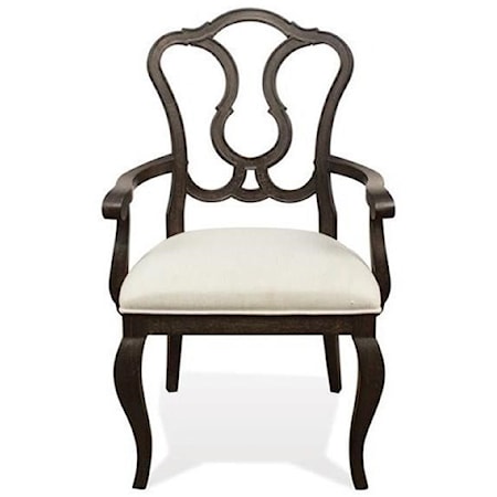Splat Back Upholstered Arm Chair