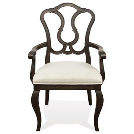 Splat Back Upholstered Arm Chair