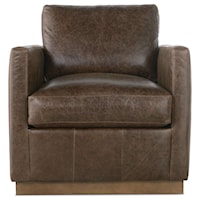Contemporary Swivel Chair with Track Arms