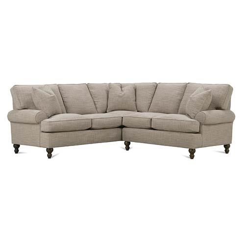 Corner Sectional Sofa with Round Arms and Decorative Wood Feet