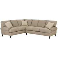 Corner Sectional Sofa with Round Arms and Decorative Wood Feet