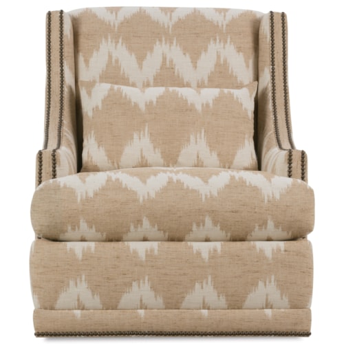 Wingback Swivel Chair with Nailhead Trim 