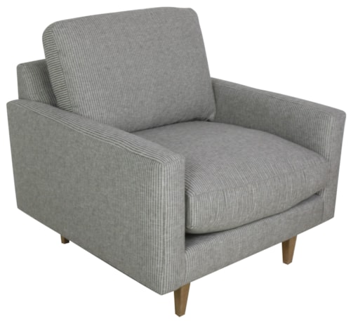 Contemporary Chair with Tracks Arms and Tapered Wood Feet