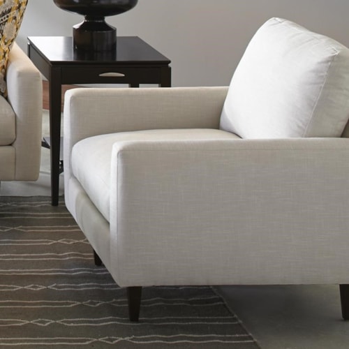 Contemporary Chair with Tracks Arms and Tapered Wood Feet
