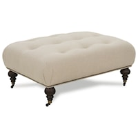 Button-Tufted Ottoman with Nailhead Trim