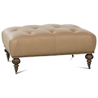 Button-Tufted Ottoman with Nailhead Trim