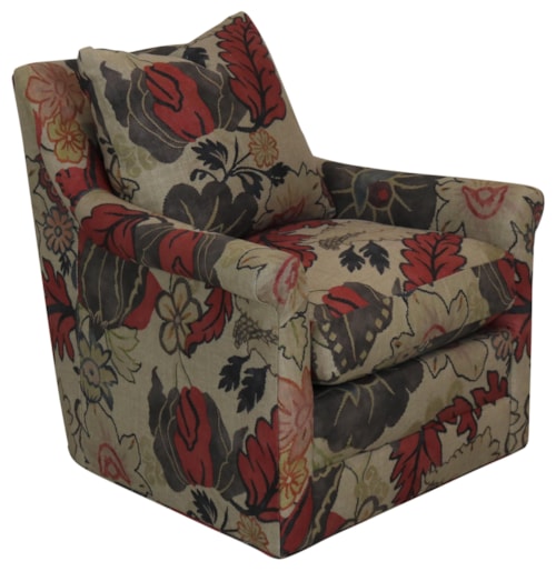 Transitional Swivel Chair with Rolled Arms