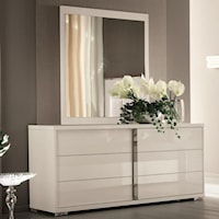 Contemporary Dresser and Mirror Set with Three Drawers