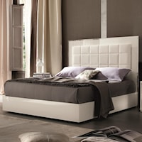 Queen Upholstered Bed with White Quilted Leatherette Headboard and Storage Footboard