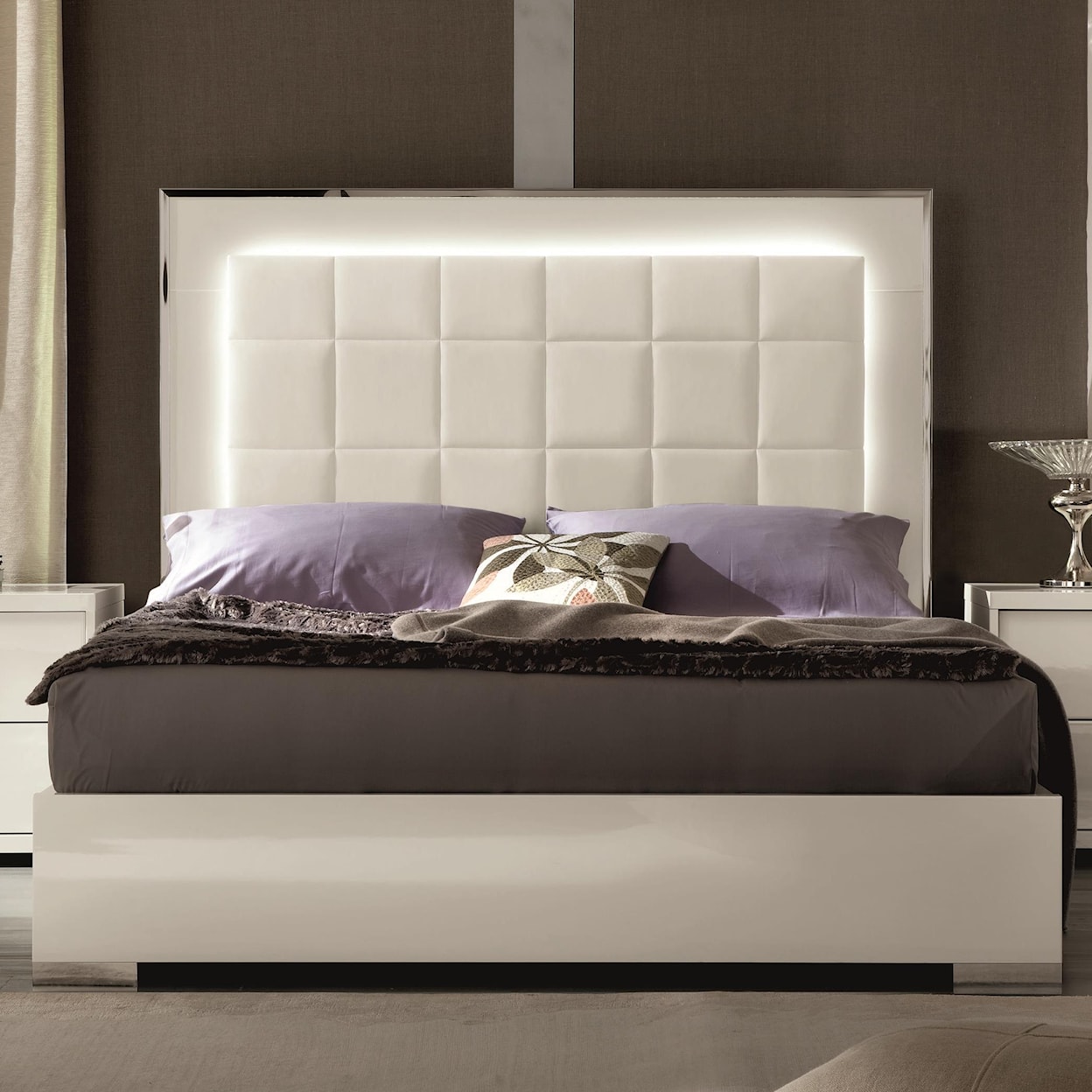 Alf Italia Imperia Queen Upholstered Bed with LED Lights