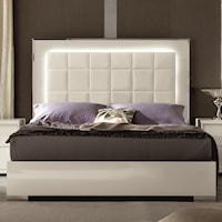 King Upholstered Bed with LED Lights