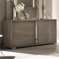 Contemporary Weathered Grey Dresser with Chrome Hardware