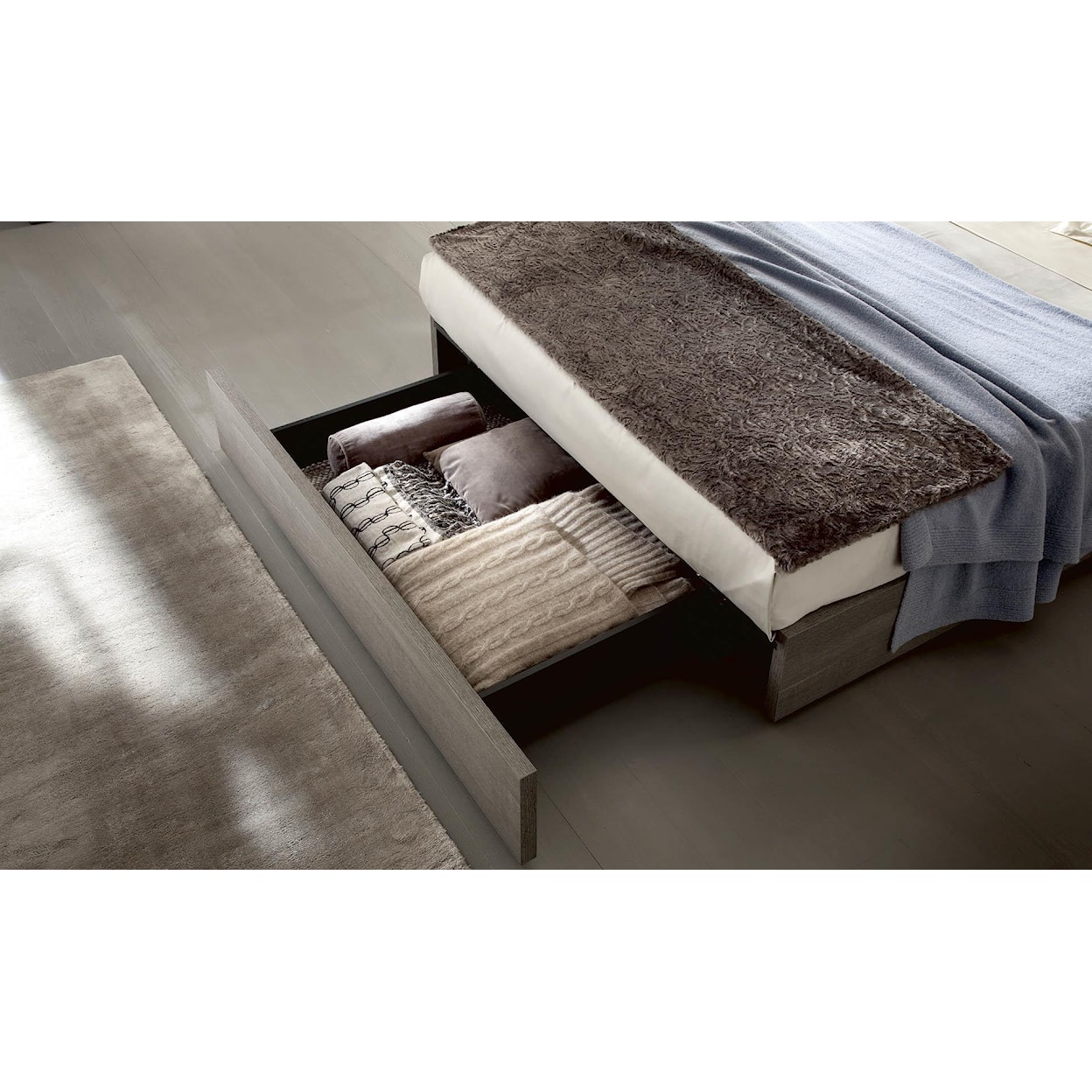 Alf Italia Tivoli Queen Bed with LED Light and Storage Drawer