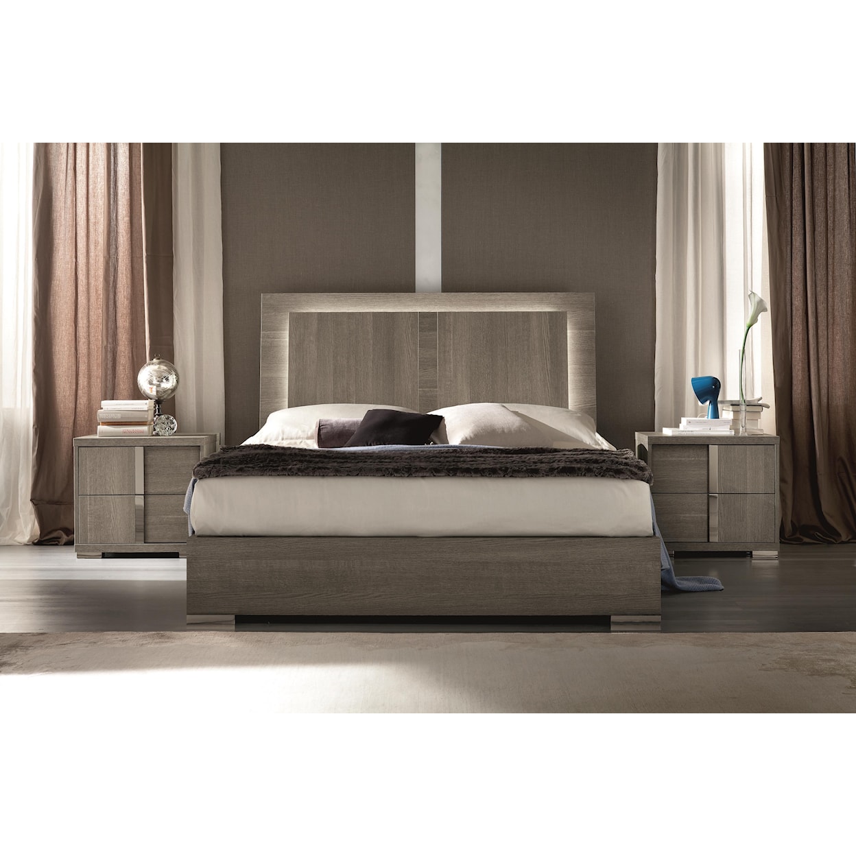 Alf Italia Tivoli Queen Bed with LED Light and Storage Drawer