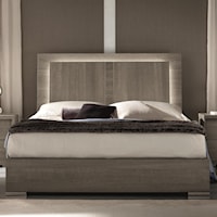 King Weathered Grey Bed with Built-In LED Light