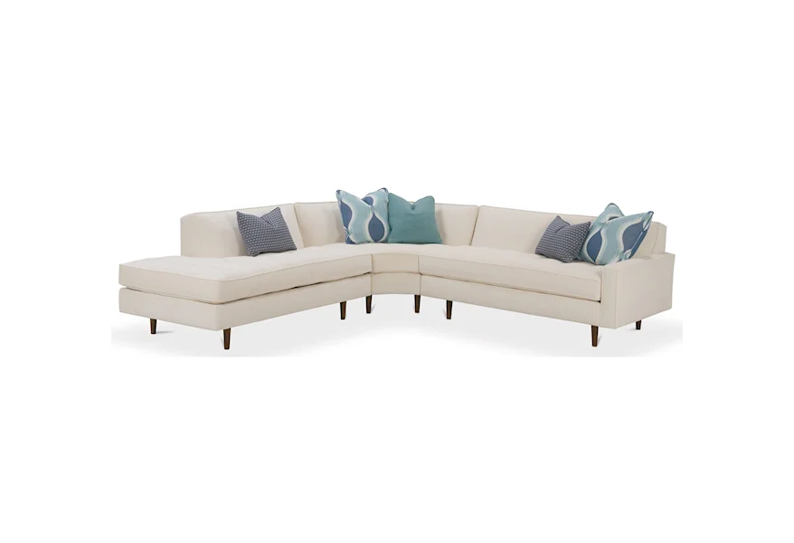 Brady  Contemporary 3 Piece Sectional Sofa by Rowe at Reeds Furniture