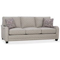 Customizable Sofa with English Arms, Tapered Legs and Knife Style Back Cushions