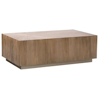 Quartered Primavera Rectangular Cocktail Table with Plinth Base