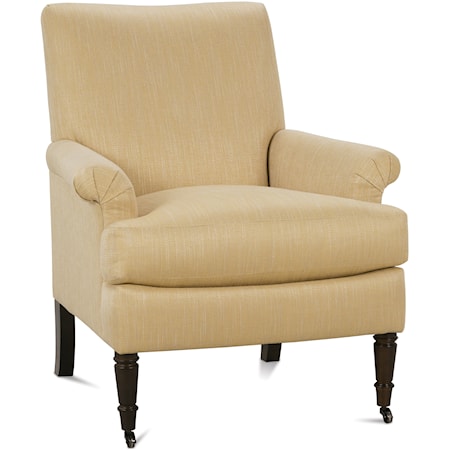 Traditional Accent Chair with Rolled Arms and Tight Seat Back