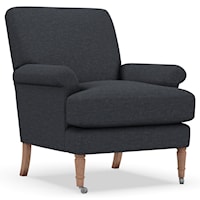 Traditional Accent Chair with Rolled Arms and Tight Seat Back