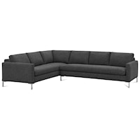 Contemporary Sectional Sofa with Straight Chrome Legs