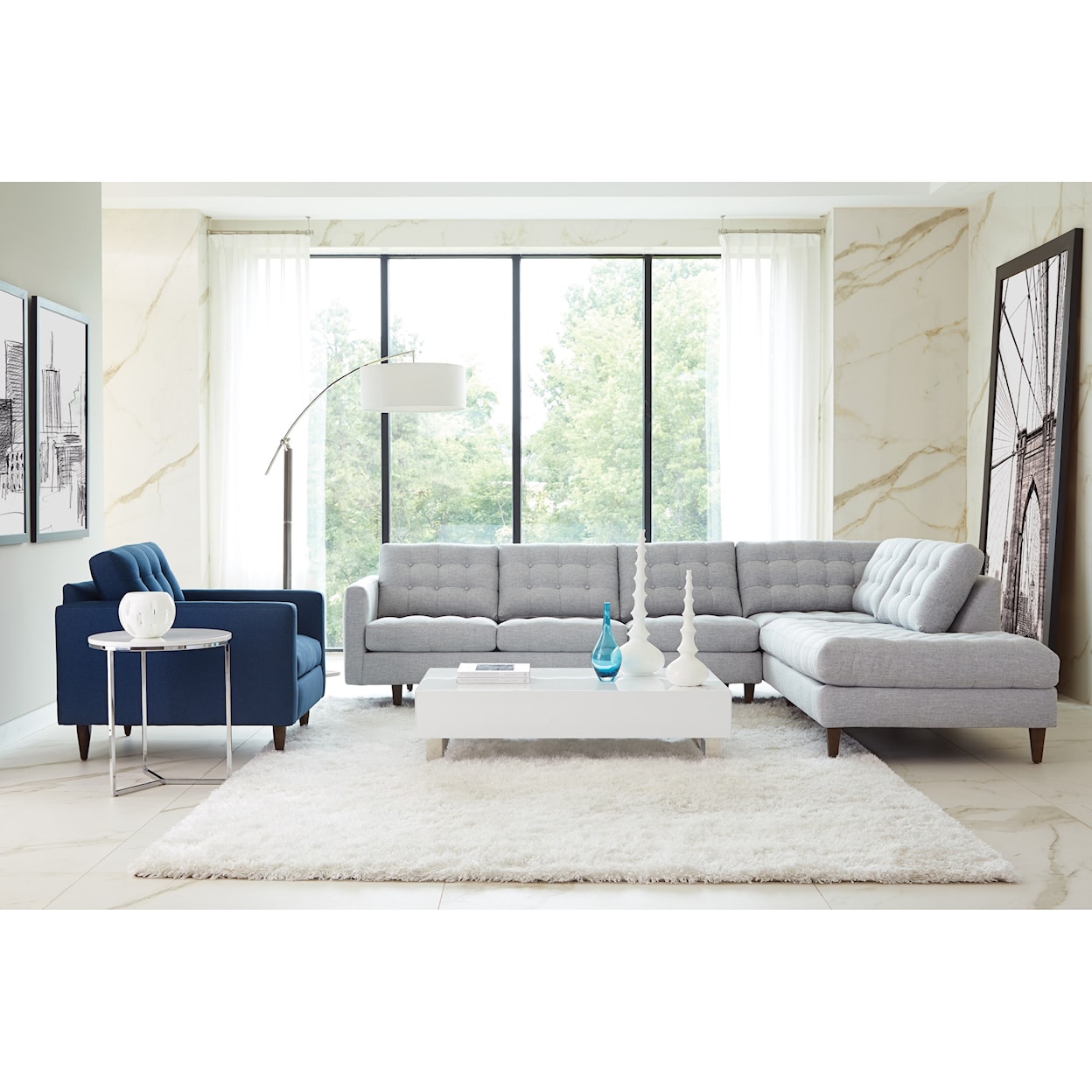 Rowe Modern Mix Sectional Sofa