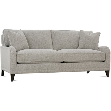 Customizable 2 Seat Sofa with English Arms, Shaped Legs and Box Style Back Cushions