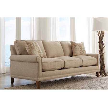 Customizable Sofa Sleeper with Rolled Arms, Shaped Legs and Box Style Back Cushions