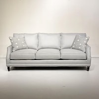 Customizable Sofa with Scooped Arms, Turned Legs and Box Style Back Cushions