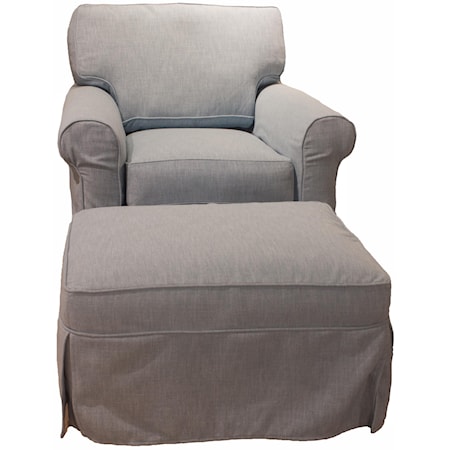 Slipcover Chair and Ottoman