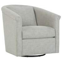 Transitional Swivel Chair with Pleated Roll Arms