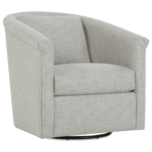 Transitional Swivel Chair with Pleated Roll Arms