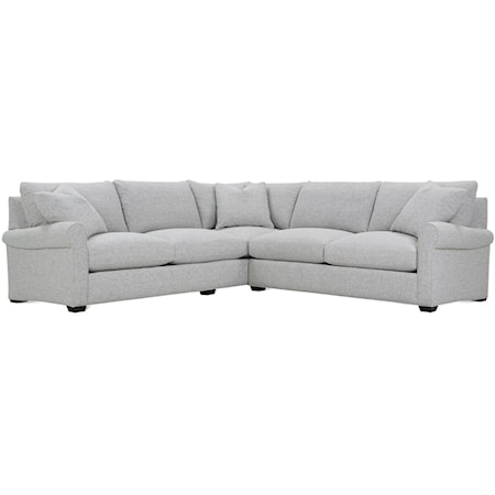 Transitional Sectional Sofa with Rolled Arms