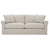 Transitional Sofa with Rolled Arms and Slipcover 