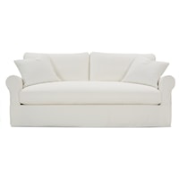 Transitional Sofa with Rolled Arms and Slipcover