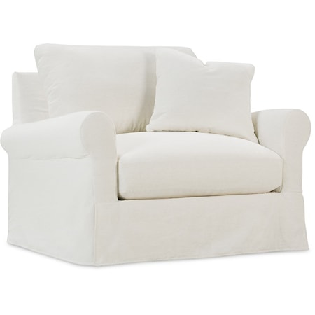 Transitional Chair with Rolled Arms and Slipcover