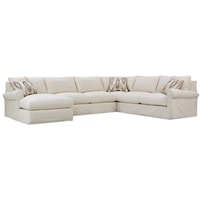 Transitional Sectional Sofa with Rolled Arms and Slipcover