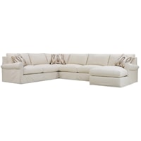 Transitional Sectional Sofa with Rolled Arms and Slipcover