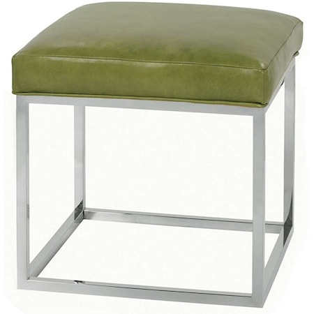 Contemporary Accent Cube Ottoman with Metal Frame