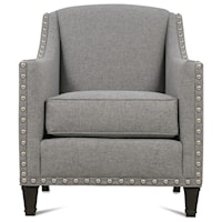 Traditional Upholstered Chair with Nailhead Trim & Exposed Wood Legs