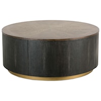 Round Contemporary Coffee Table with Faux Shagreen Sides