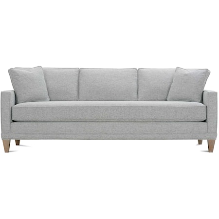 Customizable Bench Cushion Sofa with Track Arms & Wood Legs