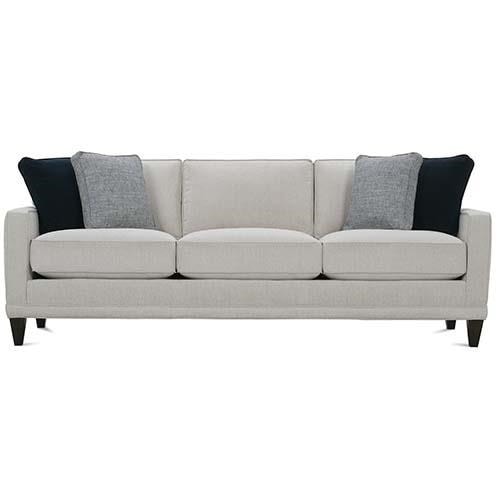 Customizable Fabric Sofa with Track Arms & Wood Legs